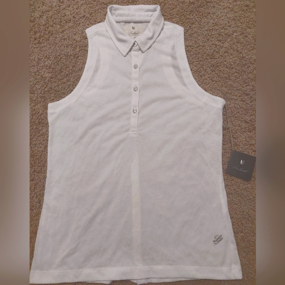 LINKSOUL women's cotton sleeveless polo in cove size M